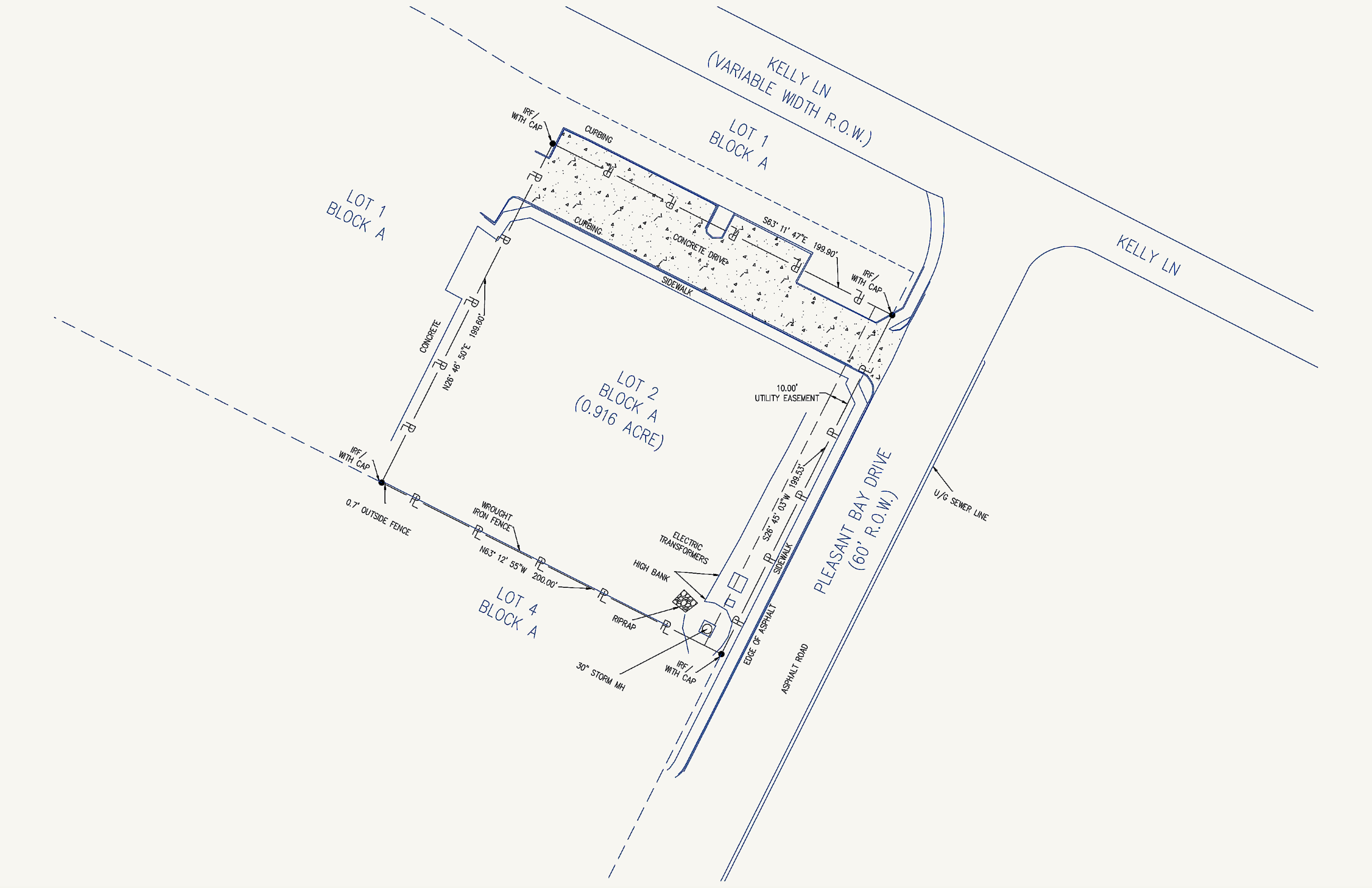 Complete uncropped boundary survey drawing for Heritage Block A Lot 2