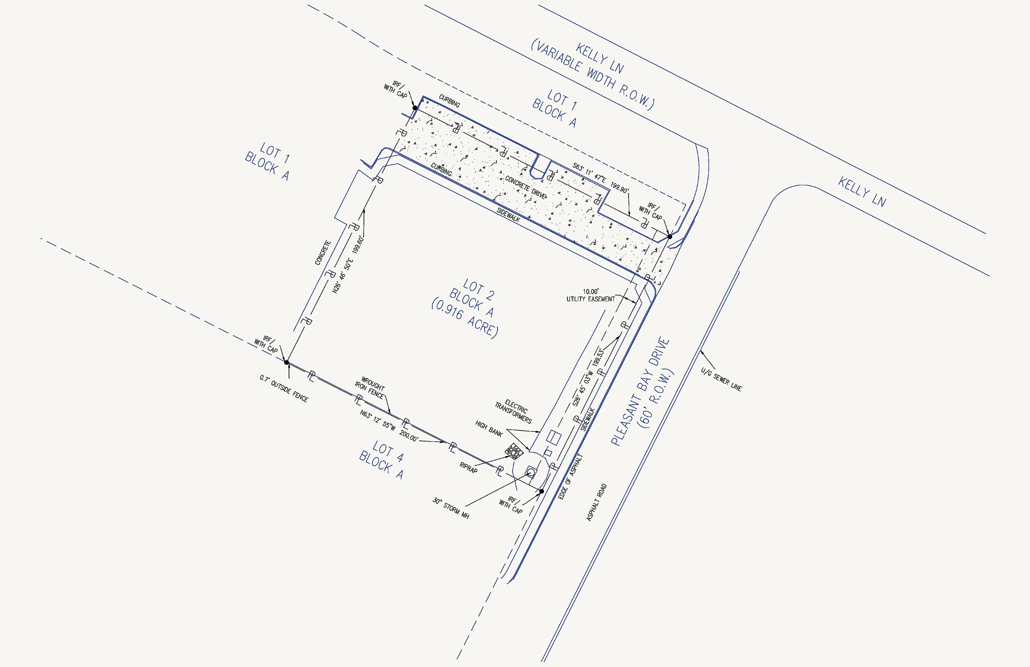Complete uncropped boundary survey drawing for Heritage Block A Lot 2